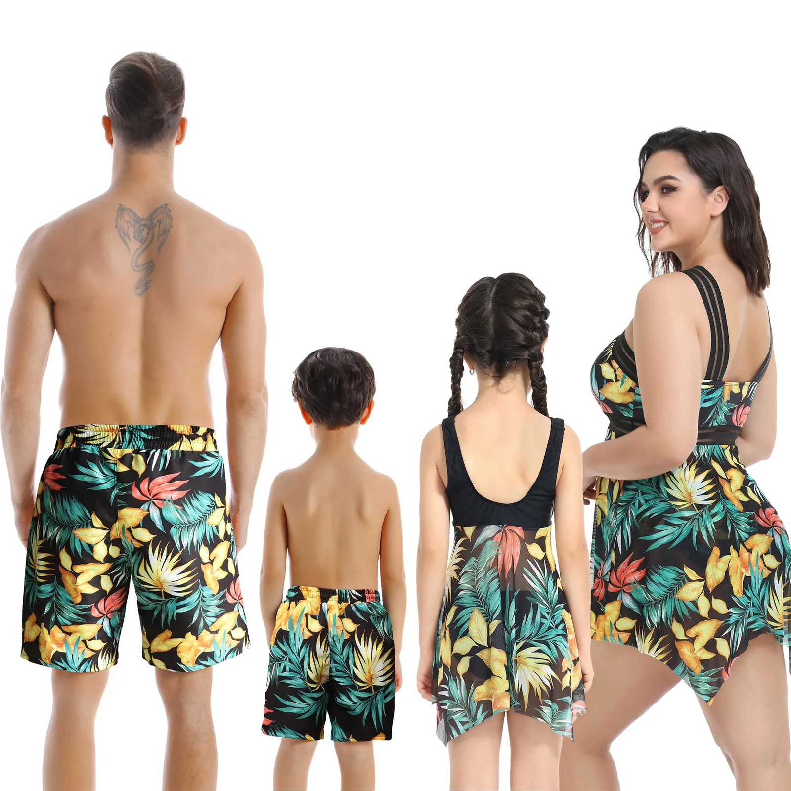 Family Matching Plants Printed Swimsuits