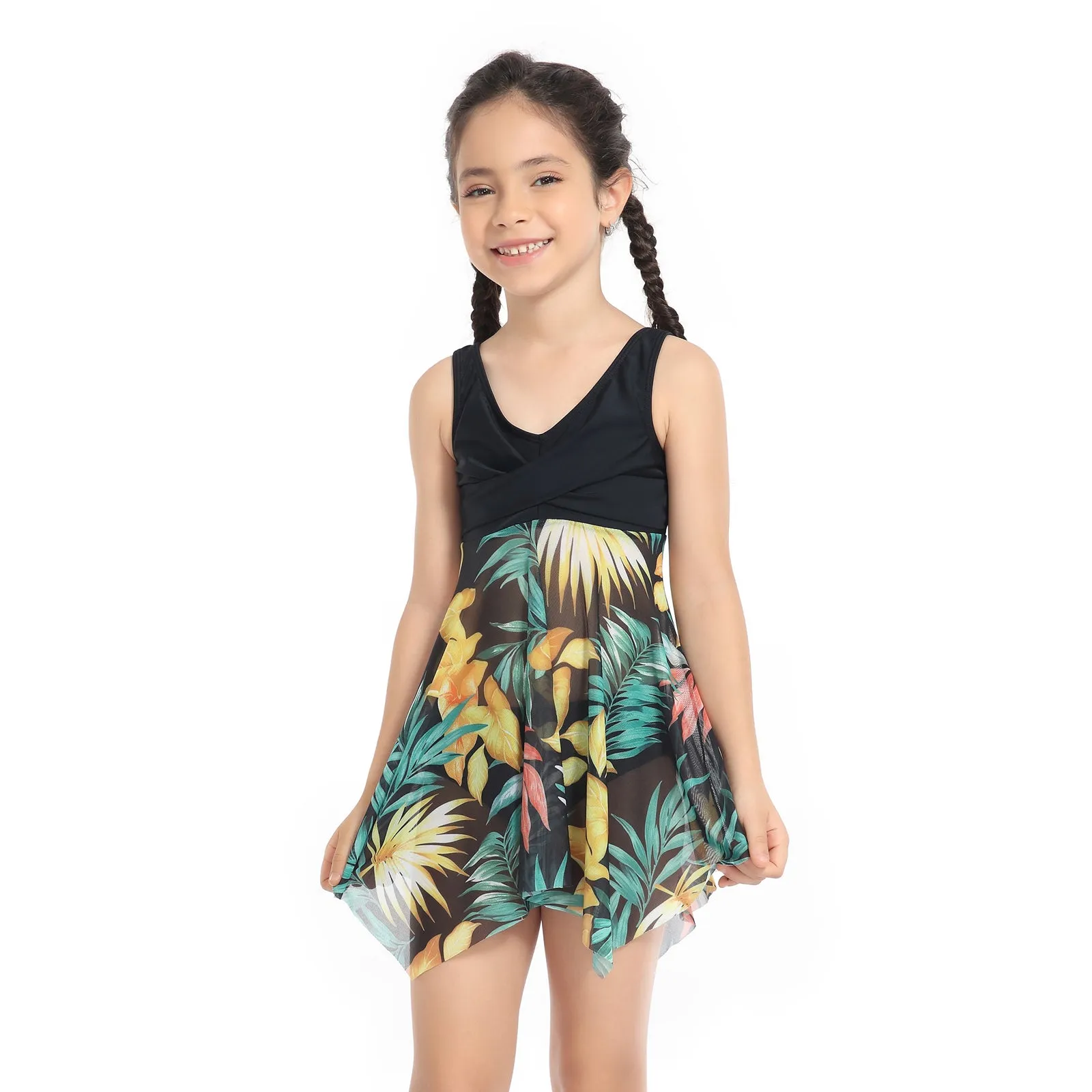 Family Matching Plants Printed Swimsuits