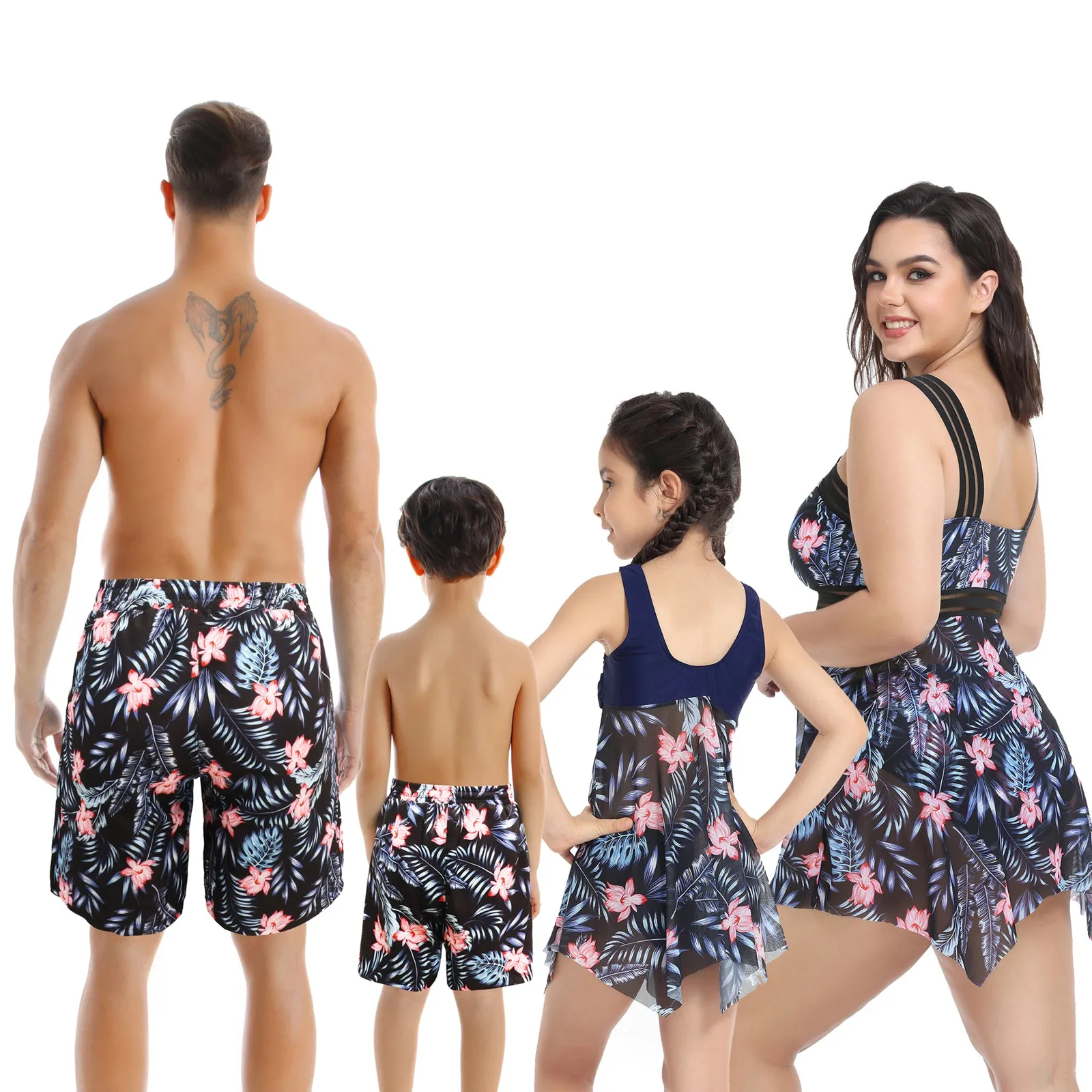 Family Matching Plants Printed Swimsuits