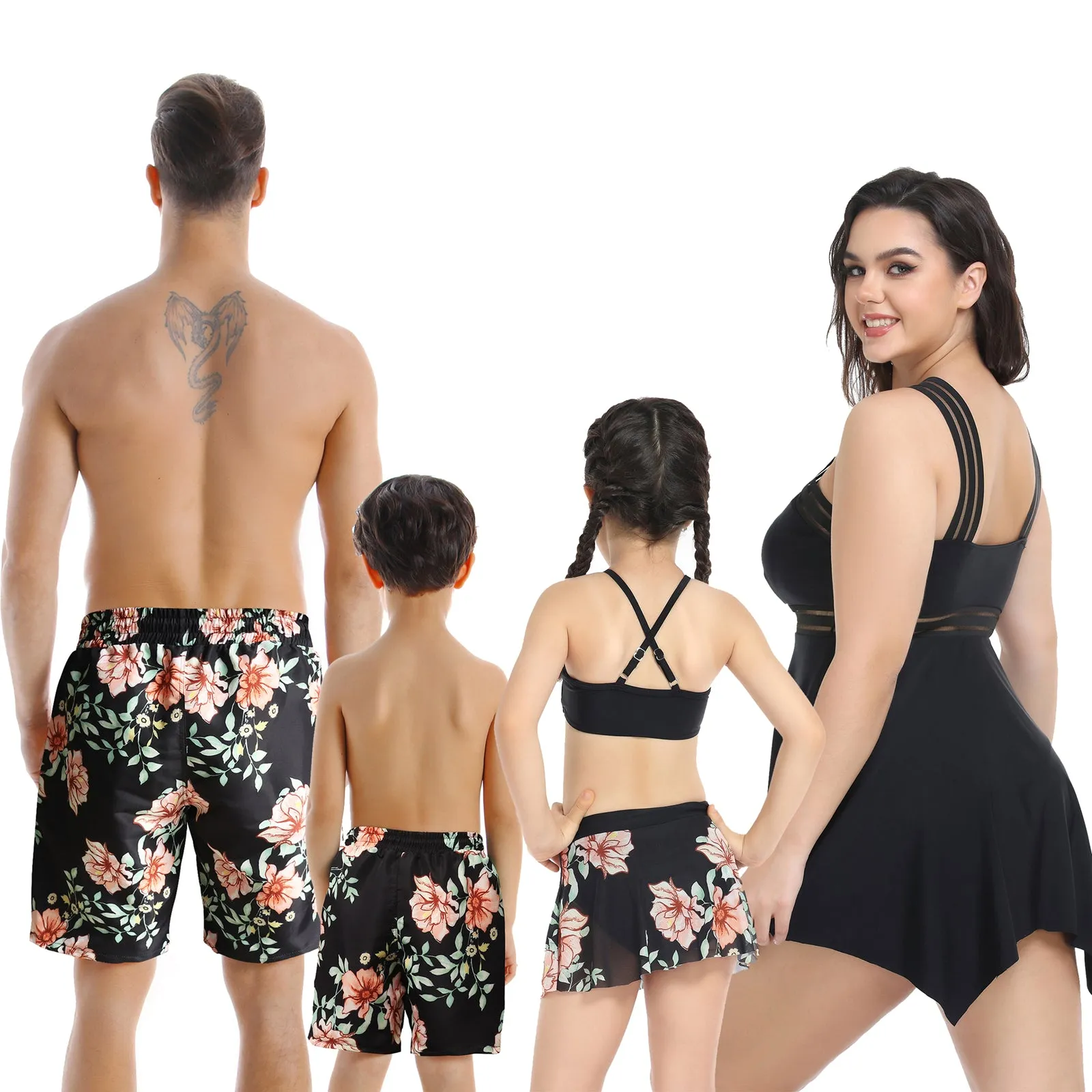 Family Matching Plants Printed Swimsuits