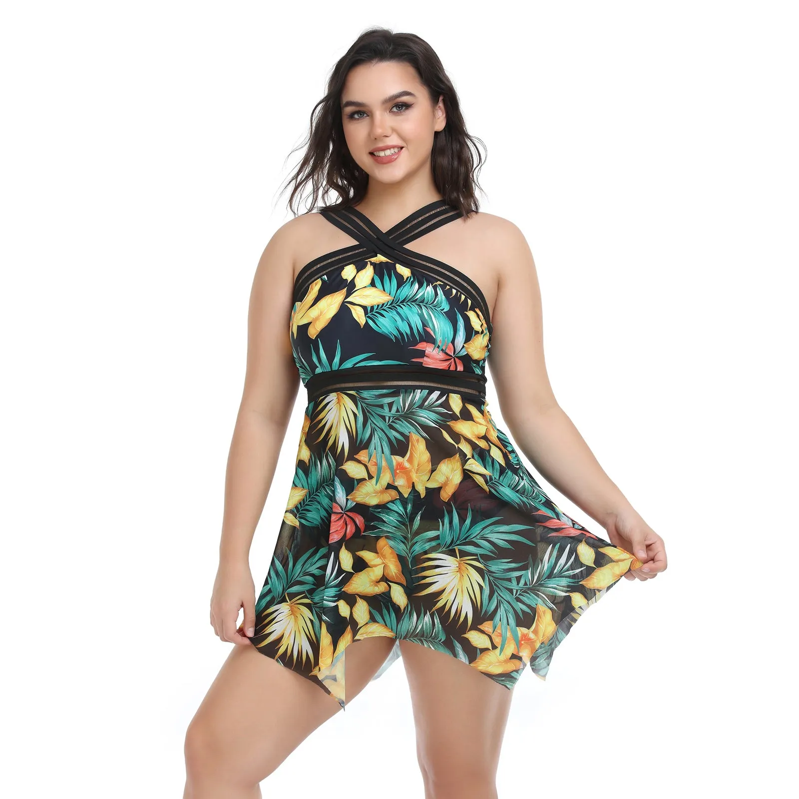 Family Matching Plants Printed Swimsuits
