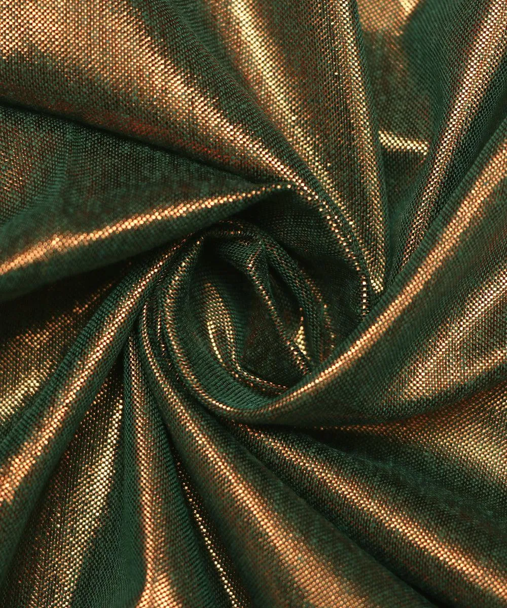 Green Copper Colour Plain Shimmer Fabric