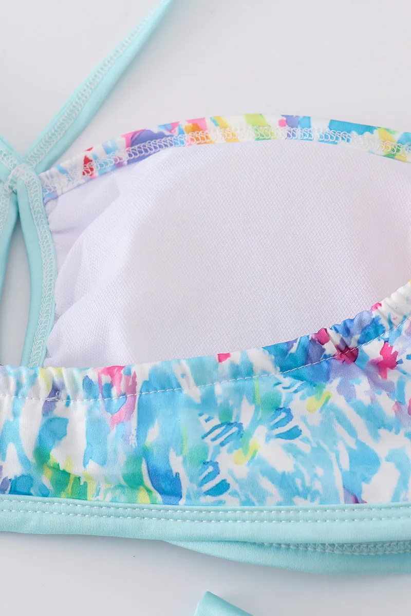 Mint rainbow splash mom bikini