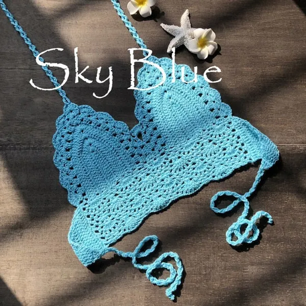 New Triangle Bikini Top Woman Hollow Out Swimsuit Crochet Black Bikini Top Sexy Swimming Bra Large Female Swimwear S M L XL
